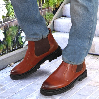 Real Bliss Men's Casual Outdoor High Top Chelsea Boots, riding and Hiking and Trekking Boot Boots For Men(Brown , 10)