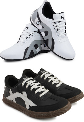 BeeOne Men’s Casual Shoes – Stylish, Comfortable & Durable Everyday Footwear Casuals For Men(White, Black , 9)