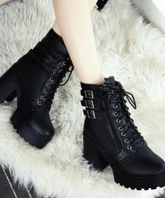 Kliev Paris Amazing Design Women's Ankle Length Block Heel Stylish Fashionable Boots Boots For Women(Black)