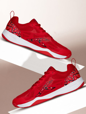 Hundred Blade Badminton Shoes For Men(Red, Black , 12)