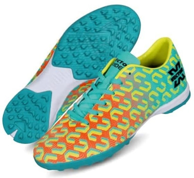 VECTOR X Rider Plus Light Weight Synthetic Upper Futsal Shoes With Superior Grip for Play Football Shoes For Men(Green, Orange , 5)