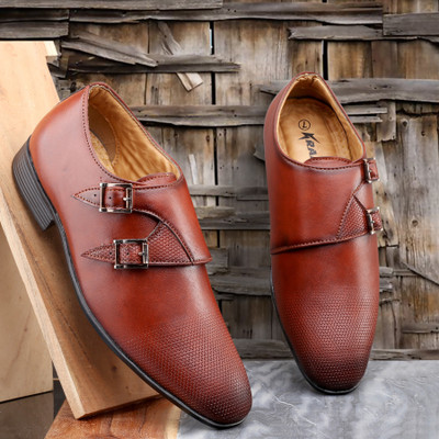 Kraasa Comely Monk Strap For Men(Tan , 10)