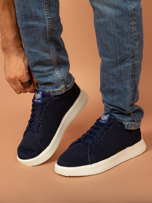 BIG FOX Genuine Leather Light Weight Chunky|Trainers Sneakers For Men(Blue , 8)