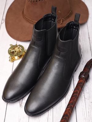 LOUIS STITCH Handmade Obsidian Black Chelsea Boots for Riding Biking for Men - RGCL - UK 11 Boots For Men(Black , 11)