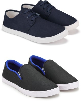 Free Kicks Combo Of 2 Shoes FK-201 & FK-Fitman Sneakers For Men(Black, Blue)