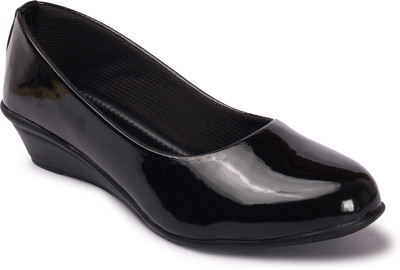 ladies hub Formal Ballerina Shoes Wedges For Women(Black , 7)