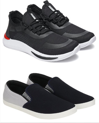 Free Kicks Combo Of 2 Shoes FK-432 & FK-Fitman Sneakers For Men(Black, Grey , 7)