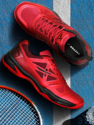 VECTOR X Mettalica Badminton Shoes For Men(Red , 10)