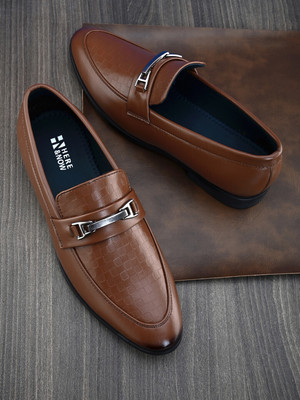 HERE&NOW Tan Formal Stylish Loafers For Men(Tan , 10)