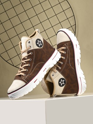 Bucik BCK4022 Lightweight Comfort Summer Trendy Premium Stylish Sneaker High Tops For Men(Brown)