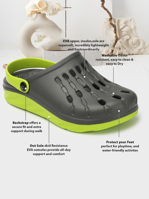 CARLTON LONDON Clogs For Men(Grey, Green , 6)