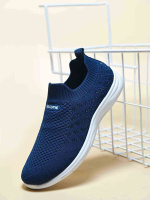 WELCOME Stylish & Comfortable Breathable Walking Casual Perfect for Outdoor Wear Slip On Sneakers For Women(Dark Blue , 5)