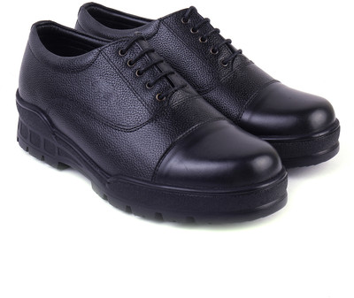 XHUGOY 1009 Tan/Black Leather Lace-up Oxford Shoes For Men Oxford For Men(Black , 7)