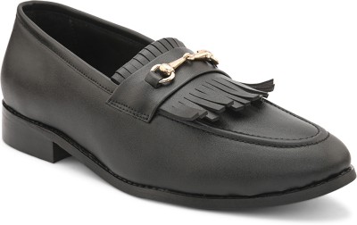 DDesire Moccasin Flap Formal Black Shoes for Office|Meetings|Stylish|Occasions Casuals For Men(Black)