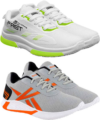 BRUTON Combo Pack Of 2 Trendy & Stylish Casual Shoes Sneakers For Men(White, Grey , 6)