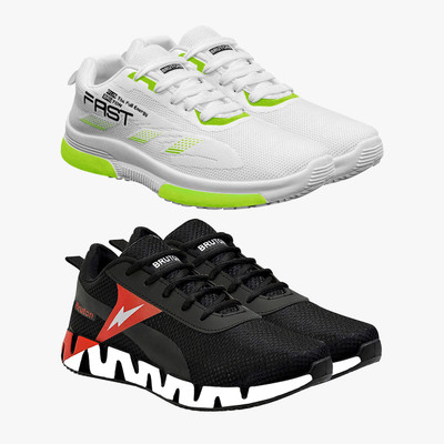 BRUTON Combo Pack Of 2 Trendy & Stylish Casual Shoes Sneakers For Men(White, Black , 6)