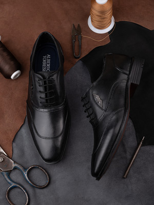 ALBERTO TORRESI Alberto Torresi Top Grain Leather Black Laceup Formal Shoes Oxford For Men(Black , 10)