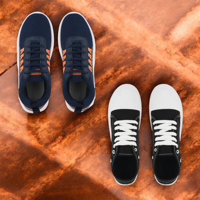 Skystring Walking Shoes For Men(Navy, Orange, Black , 6)