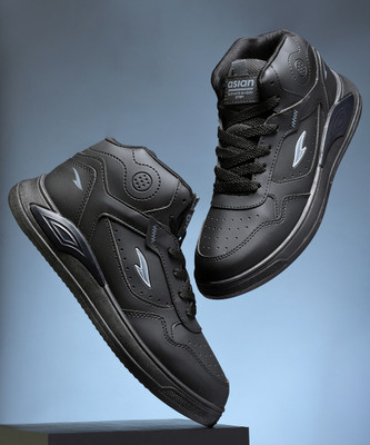 asian Casual Sneaker Shoes For Men|| Soft Cushioned Insole || Moscow-12 High Tops For Men(Black , 10)