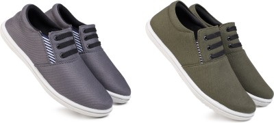 KANEGGYE Canvas|Lightweight|Comfort|All Seasons|Trendy|Casual Shoes For Men(Grey, Green , 8)