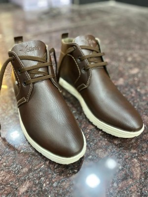 Vellinto Vellinto KIERAN Casual Mid-Ankle Boots For Men ll Daily Use Casual Shoes For Men High Tops For Men(Brown)