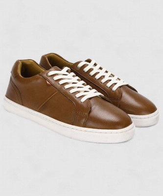LEE COOPER Leather Casual Lace-Up Stylish Lightweight and Comfortable Daily Wear Sneakers For Men(Tan , 11)