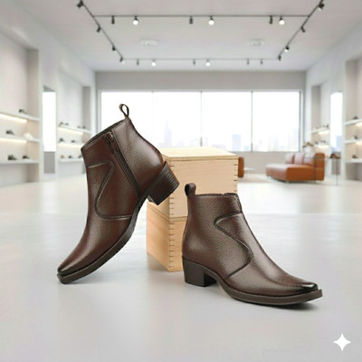 BXXY Men's New Stylish Brown Casual Formal Slip-On Chelsea Boot And Office Wear Boot Slip On Sneakers For Men(Brown , 10)