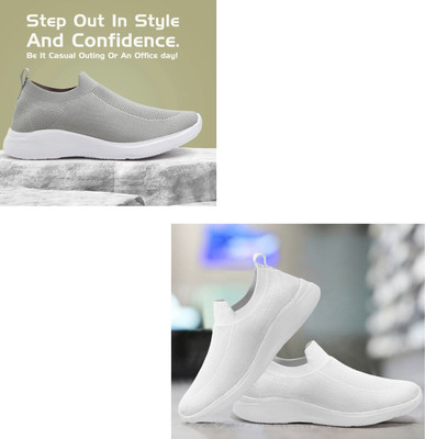 Face Stylish Sports Shoes for Men – Ideal for Running, Gym & Training Sneakers For Men(Grey, White , 6)