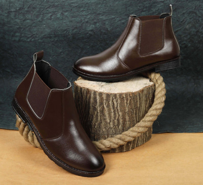 BRANDIGO Versatile Style: Ideal for casual, formal, and party wear occasions. Boots For Men(Brown , 7)