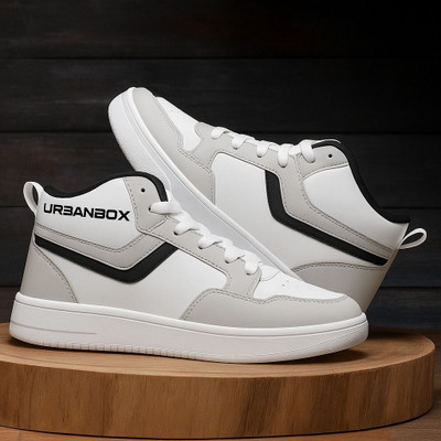 URBANBOX Trending Casual High Tops Sneakers High Tops For Men(White, Grey , 10)