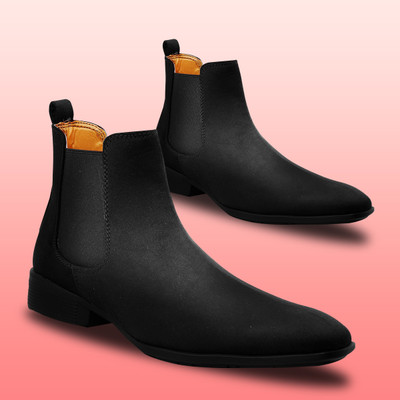 YUVRATO BAXI Men's Suede Material Casual Formal Slip-On Party Wear Boot Slip On Sneakers For Men(Black , 7)