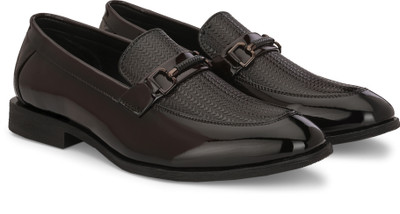 INVICTUS Men Textured Formal Loafers Slip On For Men(Brown , 9)