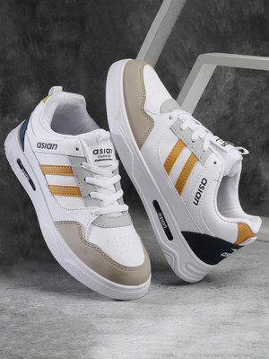 asian Sneaker Casual Shoes For Men | Soft Cushion Insole, Slip-Resistance Sneakers For Men(White, Grey , 9)