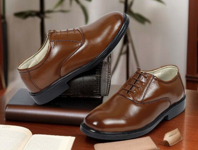 28niqel Pure Leather Formal Shoes | Classic Oxford LaceUp | Comfortable & Durable Office Lace Up For Men(Tan , 8)