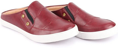 FAUSTO Back Open Slip On Shoes for Casual Outfit|Evening|Outdoor|Daily|Comfort Loafers For Men(Red , 6)