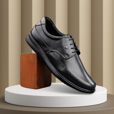 bacca bucci Leather Office Lace-up Formal Shoes -Memory Comfort footbed Plus size available Party Wear For Men(Black)