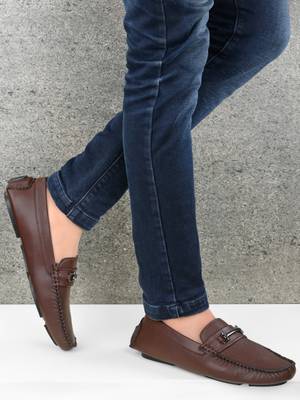 getVO Synthetic Leather Embossed Loafers For Men