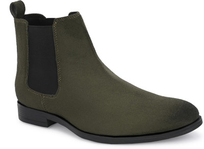 SHENCES Shences Chelsea Boots for Men Boots For Men(Olive , 7)