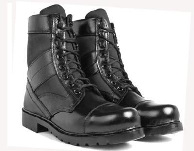 BRONIKA Bronika Full Grain Leather Combat Army Boots Shoes Boots For Men Boots For Men(Black , 10)