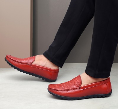 Aramish Genuine Leather | Casual Loafer | Loaffers| Lophar|Lofers Loafers For Men(Red , 8)