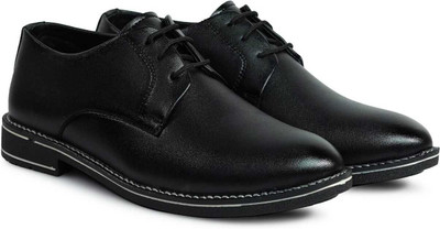 Laceup co. Black Formal Men Synthetic Leather Shoes | Lace-Up Office & Party Wear Shoes Casuals For Men(Black , 7)