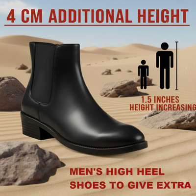 BXXY Men's 1.5 Inch Heel Height Black Casual Formal Chelsea Boot And Dress Boot Corporate Casuals For Men(Black , 8)