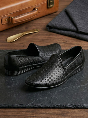 AJANTA Waterproof Mojari Wedding Loafers For Men Slip-On Casual Shoes Loafers For Men(Black , 8)