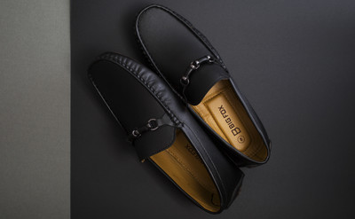 BIG FOX Strider-3 Premium Buckle Loafers For Men(Black , 6)