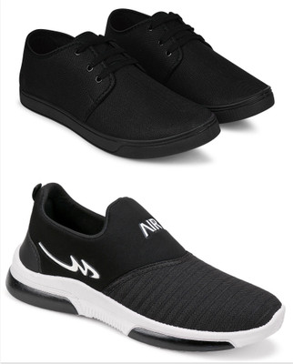 Free Kicks Combo Of 2 Shoes FK-205 & FK-Mexico Sneakers For Men(Black , 6)