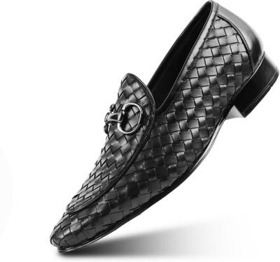 MONKSTORY Monkstory Horsebit Smart Hand Woven Slip-Ons – Black Casuals For Men(Black , 6)