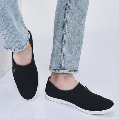 FAUSTO Outdoor Fashion Weekend Outfit Casual Comfort Sole Slip On Loafers For Men(Black , 44)