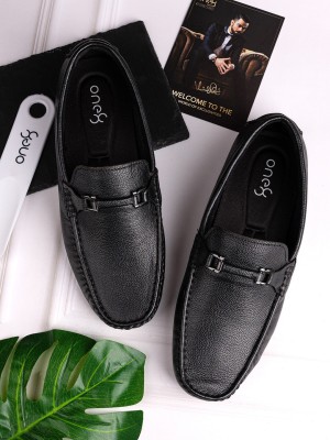 one8 by Virat Kohli Men's Leather Office/Smart Casuals/Evening Slipon Formal Loafers Loafers For Men(Black)