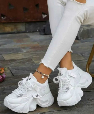 MEGPAR Girls Lace Sneakers(White, Depend on foot length)