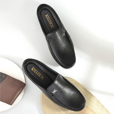 KILLER Stylish Comfortable Textured LightWeight Drapper Loafers For Men(Black , 7)